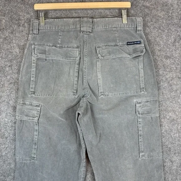 Vintage Quiksilver Corduroy Cargo Pants Mens 32x32 Gray Skater Grunge Y2K